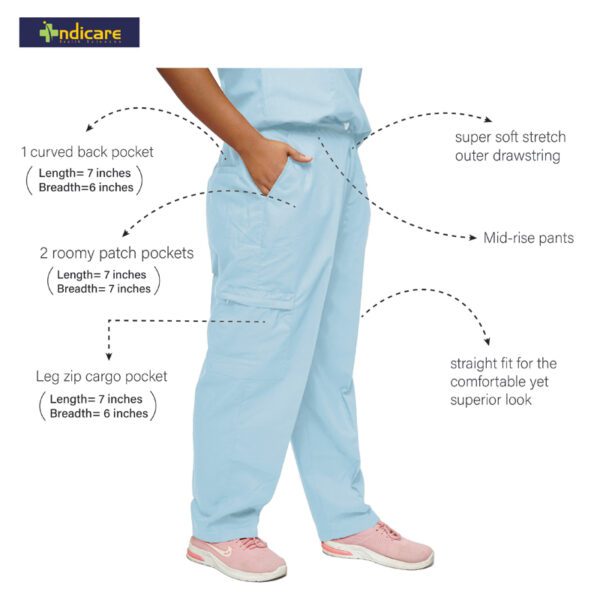 Women Scrub Pant with 4 pockets (Medical Blue) - Image 2