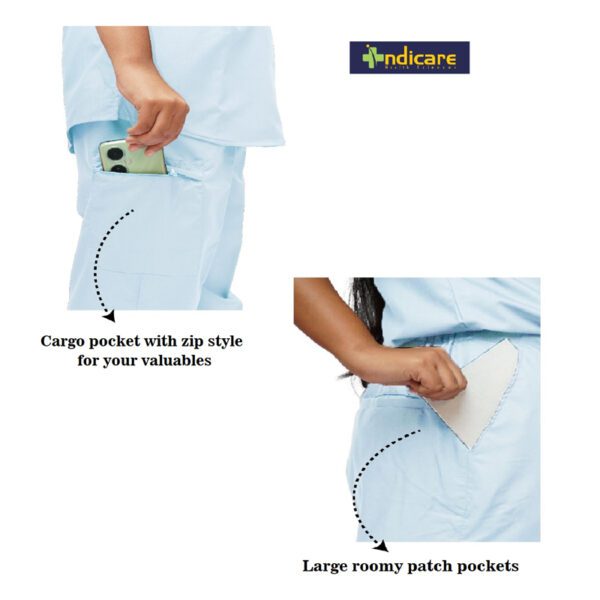 Women Scrub Pant with 4 pockets (Medical Blue) - Image 3