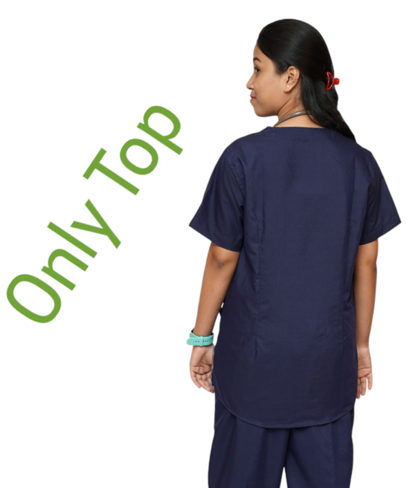 Women Designer V-neck Scrub Top with 3 pockets (Navy Blue) - Image 2