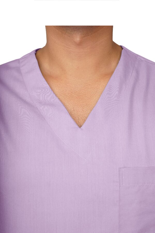 Men's V-neck Scrub Top with 3 pockets (Lavender) - Image 3