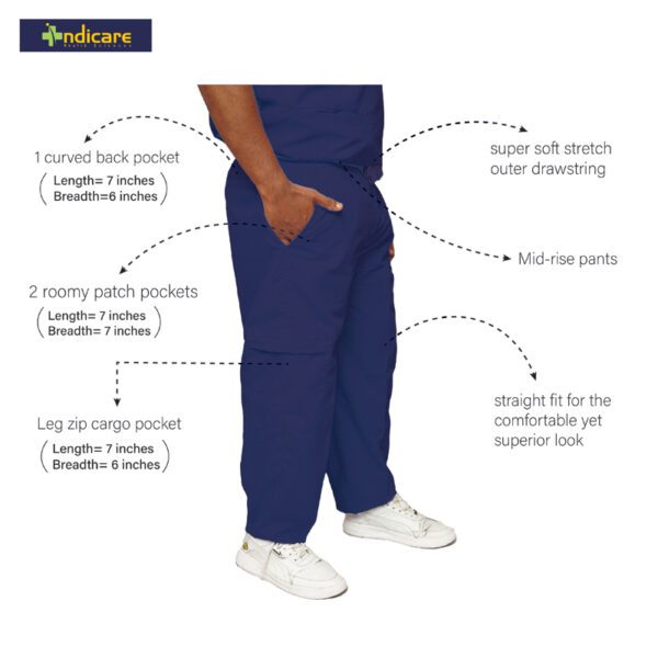 Men's Scrub Pant with 4 pockets (Navy Blue) - Image 4