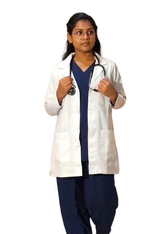 Women’s Everyday Full Sleeve Lab Coat Apron – 4 Pockets