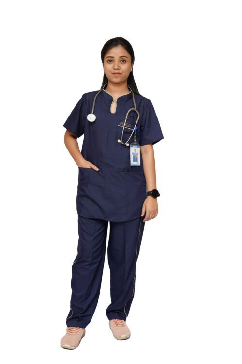 Premium Women’s Mandarin Collar Scrub Suit with 7 Pockets