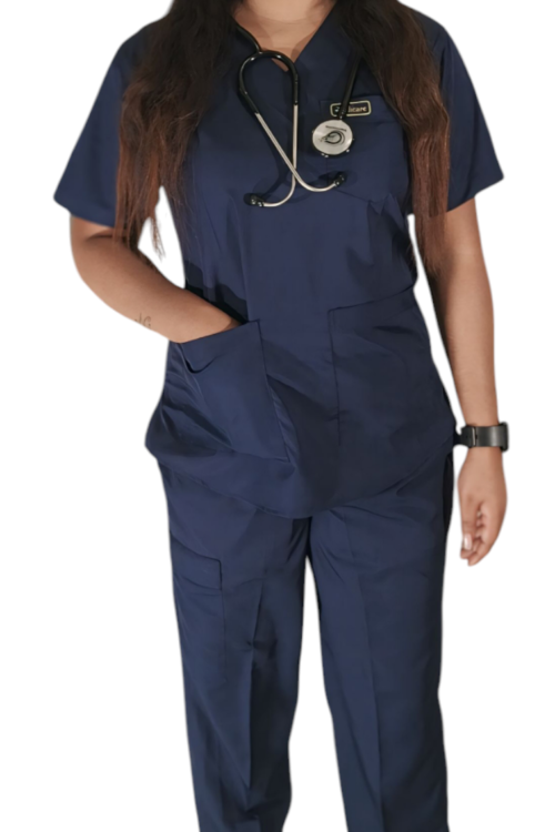 INDICARE Sigma Women’s scrub suit with 7 pockets| V-Neck | Half sleeves | ideal for doctors & healthcare workers