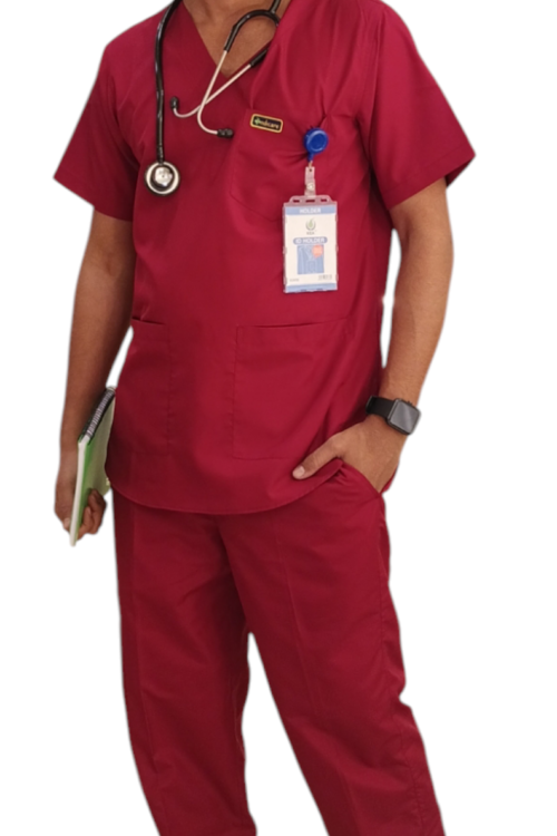 INDICARE Sigma Men’s scrub suit with 7 pockets| V-Neck | Half sleeves | ideal for doctors & healthcare workers