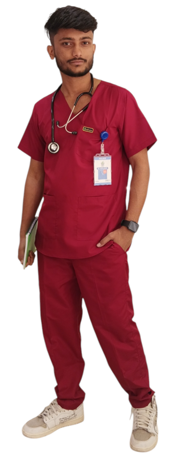 INDICARE Sigma Men’s scrub suit with 7 pockets| V-Neck | Half sleeves | ideal for doctors & healthcare workers